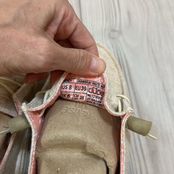 Hey Dude Womens 8 Wendy Chambray Slip On Shoe Sneakers Lightweight White Nut - Picture 5 of 6